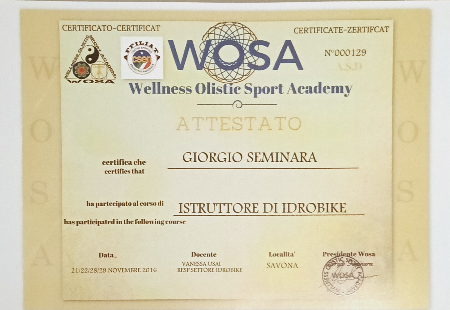 Istruttore di Idrobike — Wellness Olistic Sport Academy