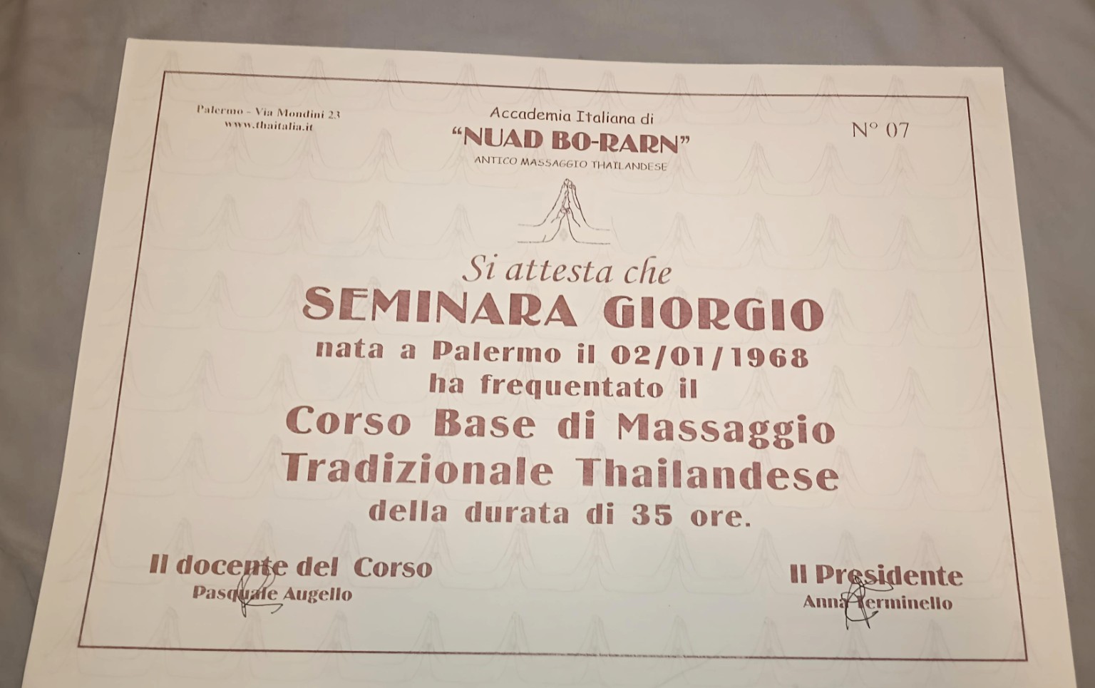Corso base di Massaggio Tradizionale Thailandese — 35 ore — Accademia Italiana Nuad Bo-Rarn