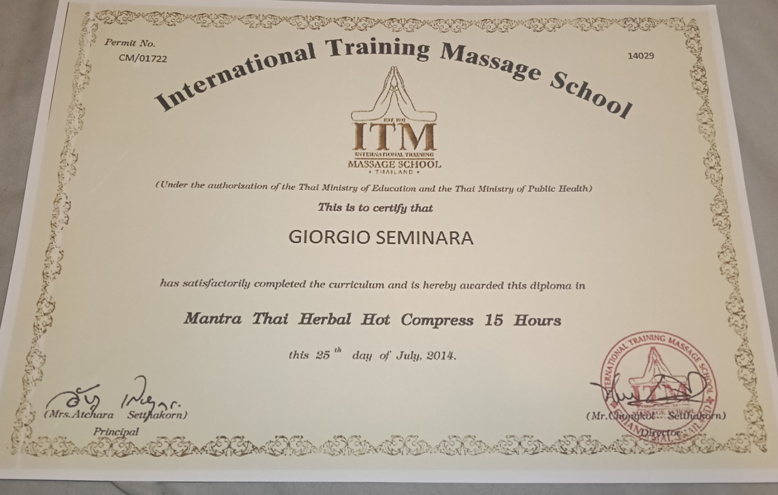 Mantra Thai Herbal Hot Compress — 15 ore — International Training Massage School, Thailand